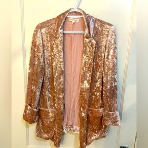 Honey Punch rose pink crushed velvet blazer (medium)